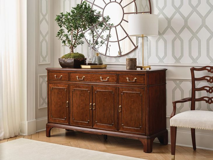 Addison Medium Stain 4 Door Credenza