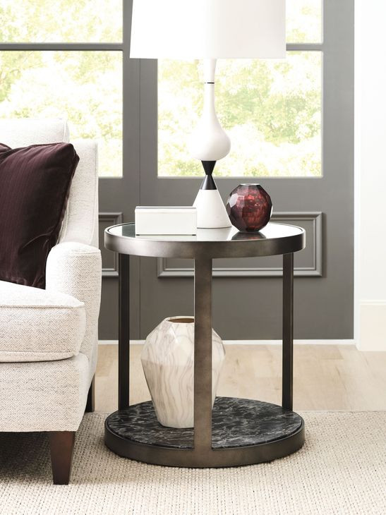 Ala Carte Earthtone Round Glass Top End Table