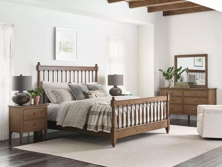 Arbor Bark Spindle Low Profile Bedroom Set