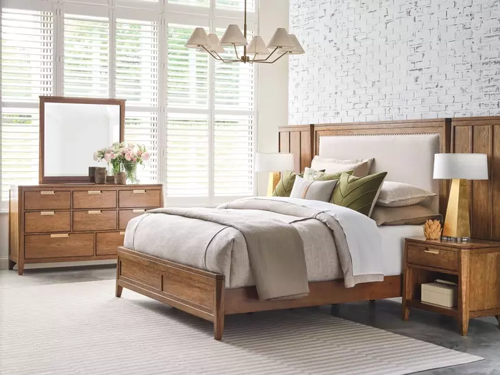 Affinity Cherry Upholstered Panel Bedroom Set