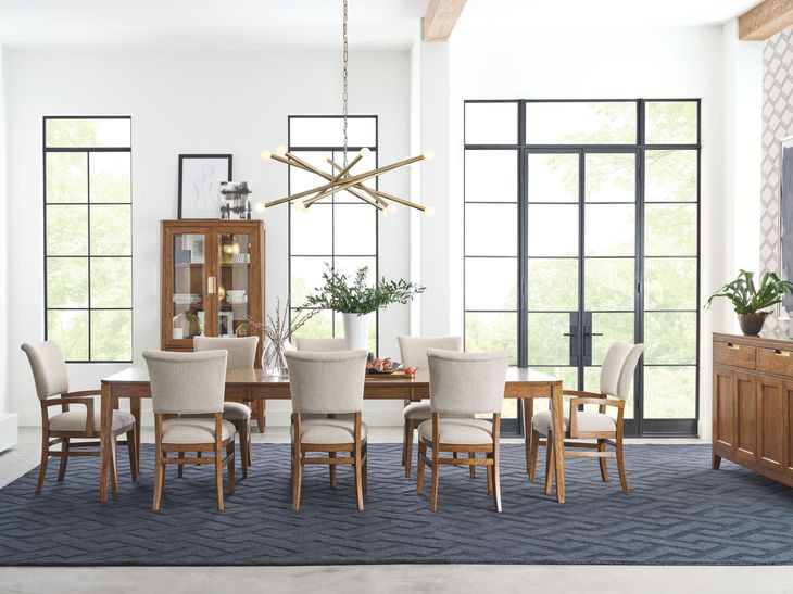 Aspire Medium Stain 114" Extendable Rectangular Edge Dining Table