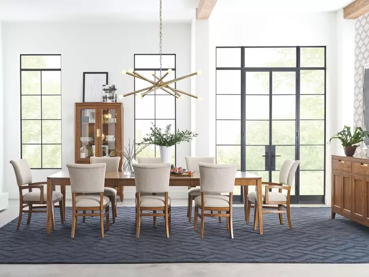 Aspire Medium Stain 114" Extendable Rectangular Edge Dining Table