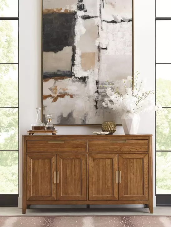Aspire Preface Medium Stain 4 Door Preface Cabinet