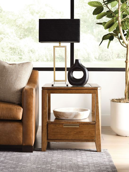 Aspire Clarity Medium Stain Square Glass Top End Table