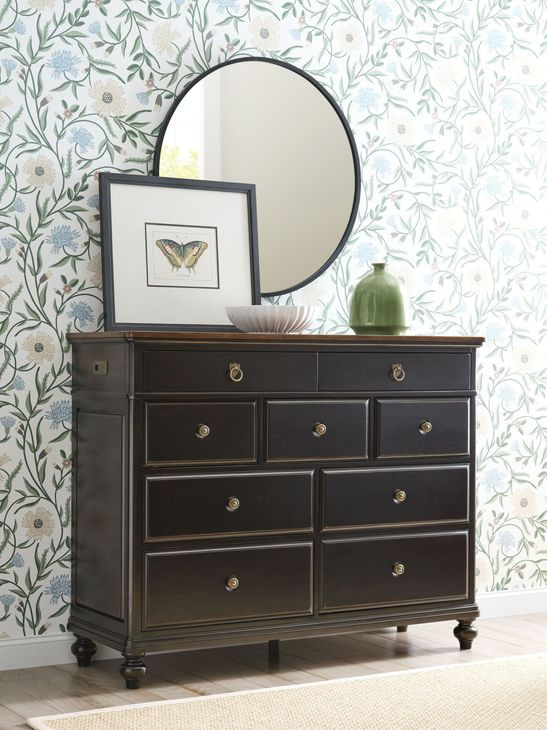 Harrison Bridgetown Black and Heritage Maple 9 Drawer Bureau
