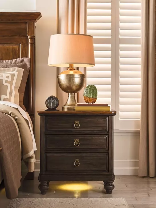 Harrison Bridgetown Black and Heritage Maple 3 Drawer Nightstand with LED
