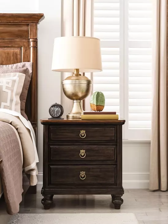 Harrison Bridgetown Black and Heritage Maple 3 Drawer Nightstand with LED