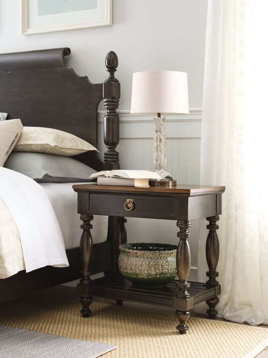 Warren Bridgetown Black and Heritage Maple Bedside Table with 1 Drawer