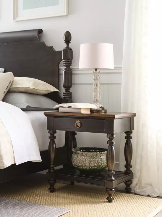 Warren Bridgetown Black and Heritage Maple Bedside Table with 1 Drawer