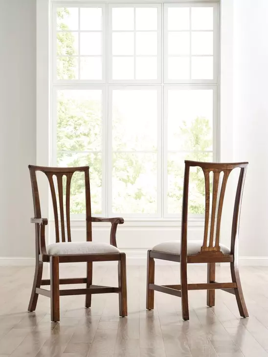 Fitts Heritage Maple and Cream Upholstered Side Chair