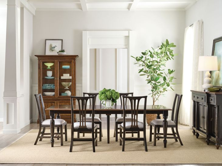 Nicholas Bridgetown Black and Heritage Maple Rectangular Extendable Dining Room Set
