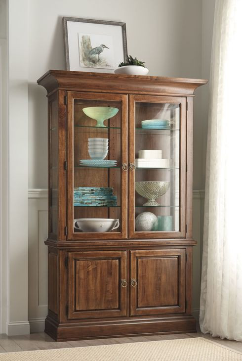 Connell Heritage Maple 4 Door China Cabinet with LED Light
