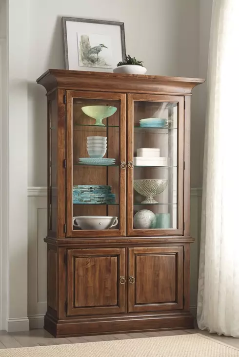 Connell Heritage Maple 4 Door China Cabinet with LED Light