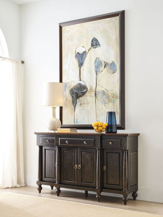 Harrison Bridgetown Black and Heritage Maple 4 Door Credenza