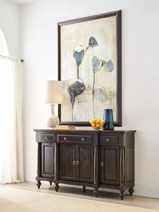 Harrison Bridgetown Black and Heritage Maple 4 Door Credenza