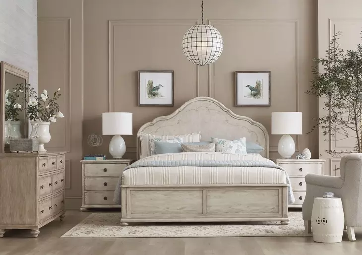 Vignette Creme King Panel Bed