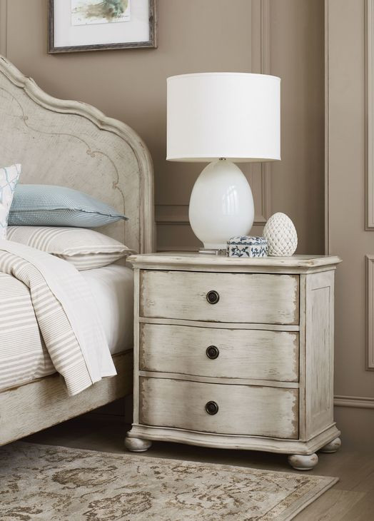 Helene Creme Breve 3 Drawer Nightstand with USB Charging