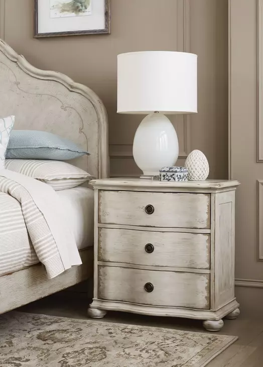 Helene Creme Breve 3 Drawer Nightstand with USB Charging