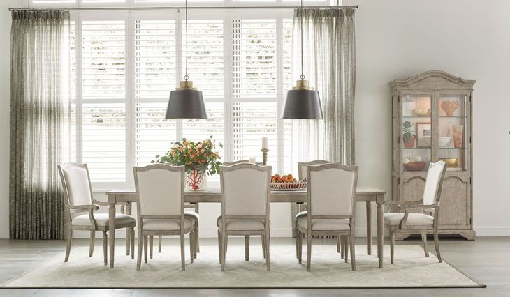 Cambric Creme Breve 128" Extendable Rectangular Dining Table