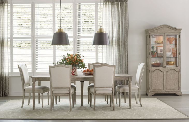 Cambric Creme Breve 128" Extendable Rectangular Dining Table