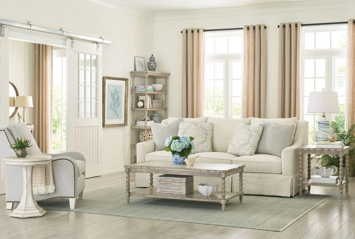 Batiste Creme Breve Rectangular End Table