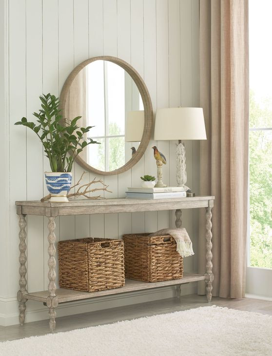 Batiste Creme Breve 58" Rectangular Console Table