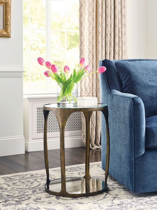 Cartwright Gold Round Glass Top Accent Table