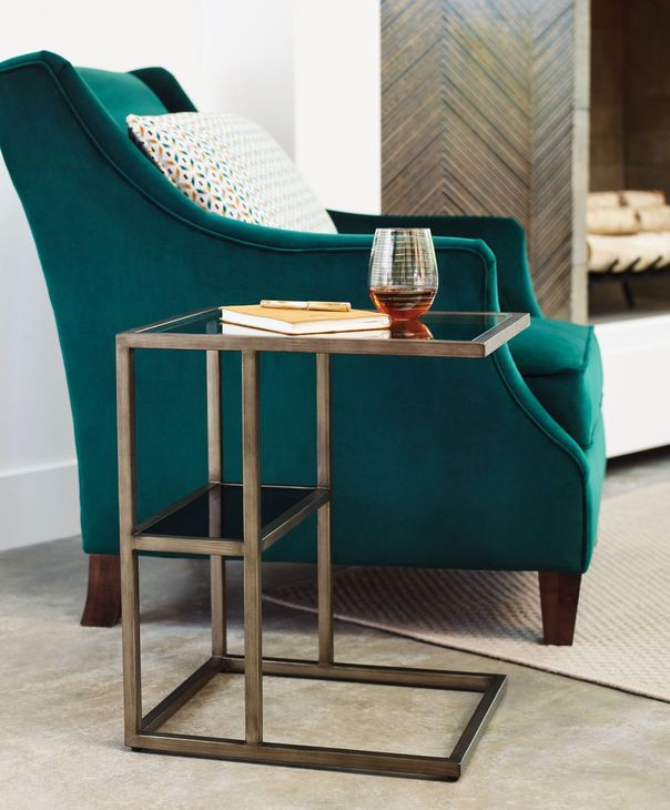 Cleo Gray Rectangular Glass Top Accent Table