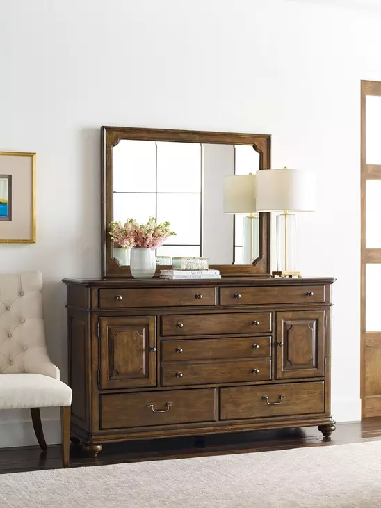 Commonwealth Dennison Medium Stain Rectangular Dresser Mirror