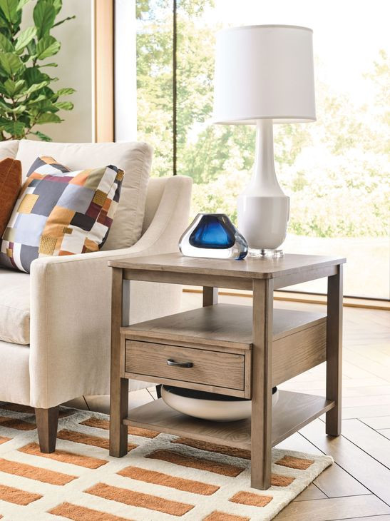 Costa Way Hamilton Taupe Rectangular End Table with 1 Drawer