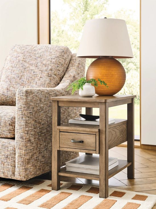 Costa Way Hamilton Taupe Rectangular Charging Chairside Table