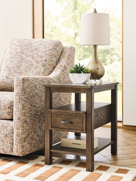 Costa Way Hamilton Deep Brown Rectangular Charging Chairside Table