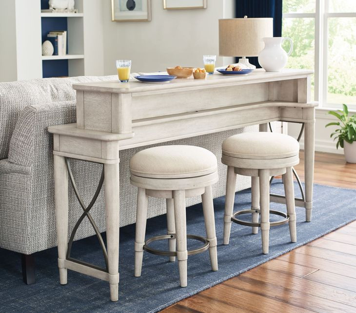 Domaine Beige Rectangular Counter Console Table with Stools