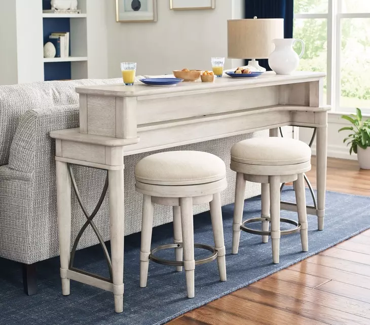 Domaine Beige Rectangular Counter Console Table with Stools