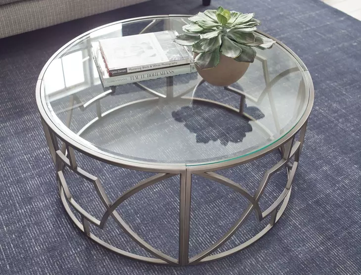 Domaine Gray Round Glass Top Cocktail Table