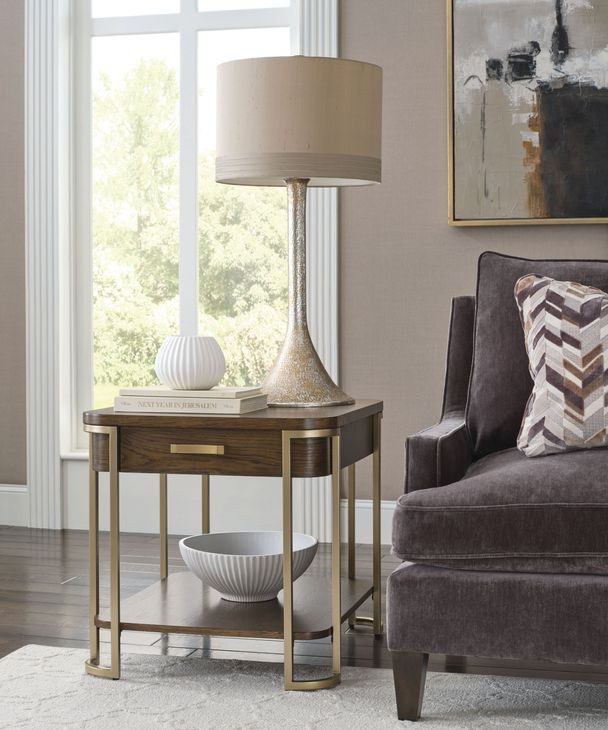 Emerit Medium Stain Sqaure End Table with 1 Shelf