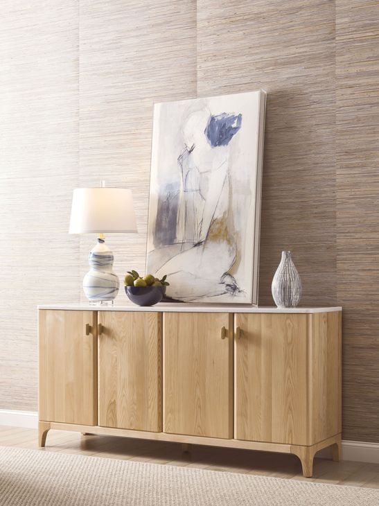 Monroe Ash White Marble Top Credenza