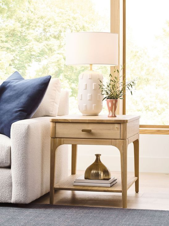 Newport Ash Rectangular End Table with 1 Drawer