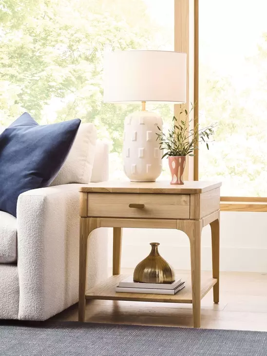 Newport Ash Rectangular End Table with 1 Drawer