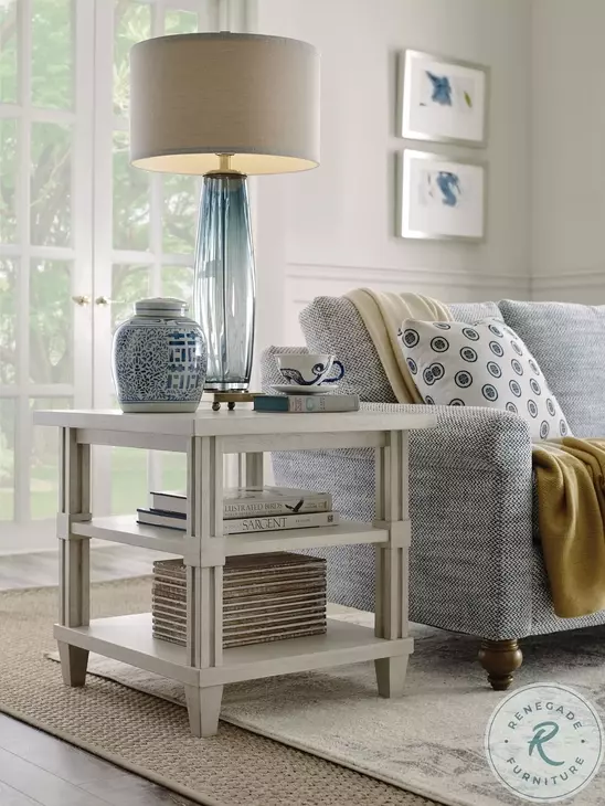 Azure Cove Hawthorn Egret Rectangular End Table