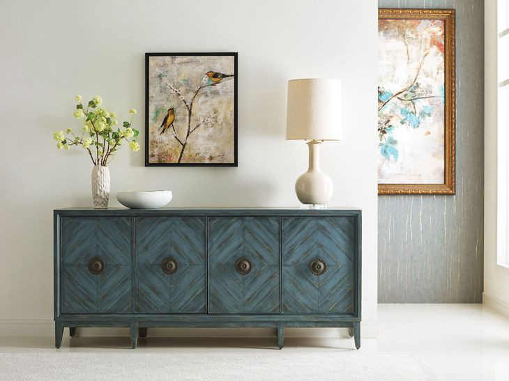 Hidden Treasures Blue 80" Console with 4 Doors