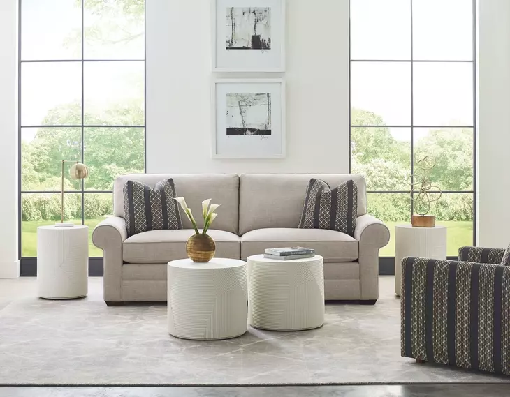 Hidden Treasures Venetto White Round Tall Side Table