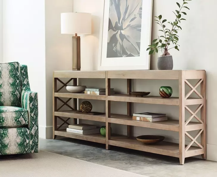 Hidden Treasures Light Stain Rectangular Console Table