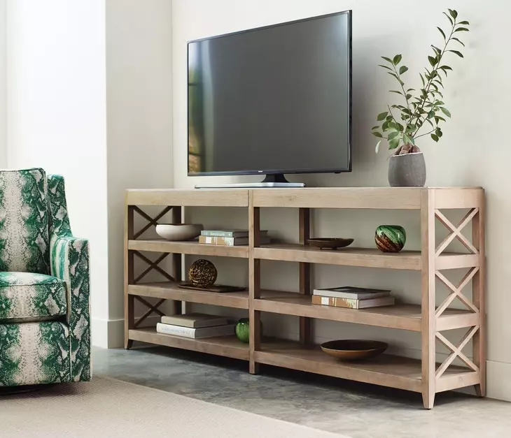 Hidden Treasures Light Stain Rectangular Console Table