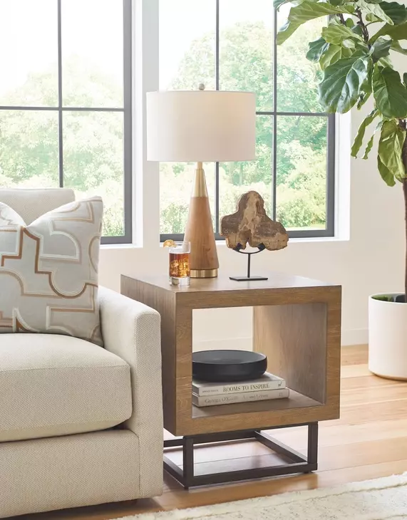 Hidden Treasures Light Stain Square End Table