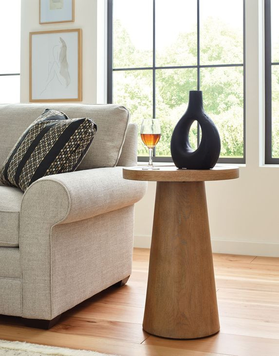 Hidden Treasures Pod Light Stain Round Accent Table