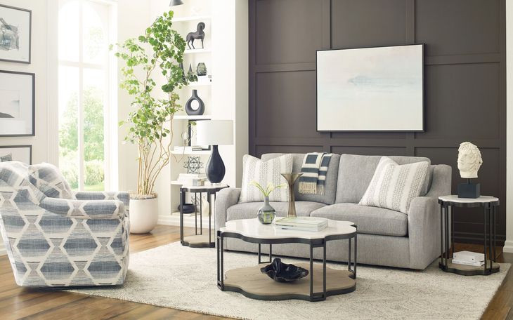 Hidden Treasures Quatrefoil Black and Brown Quatrefoil Marble Top Cocktail Table