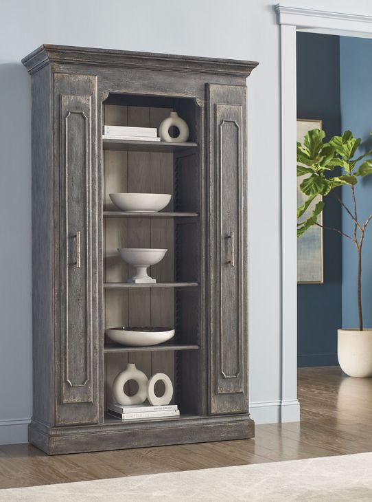 Hidden Treasures Poplar Gray Bookcase Display with 15 Shelves