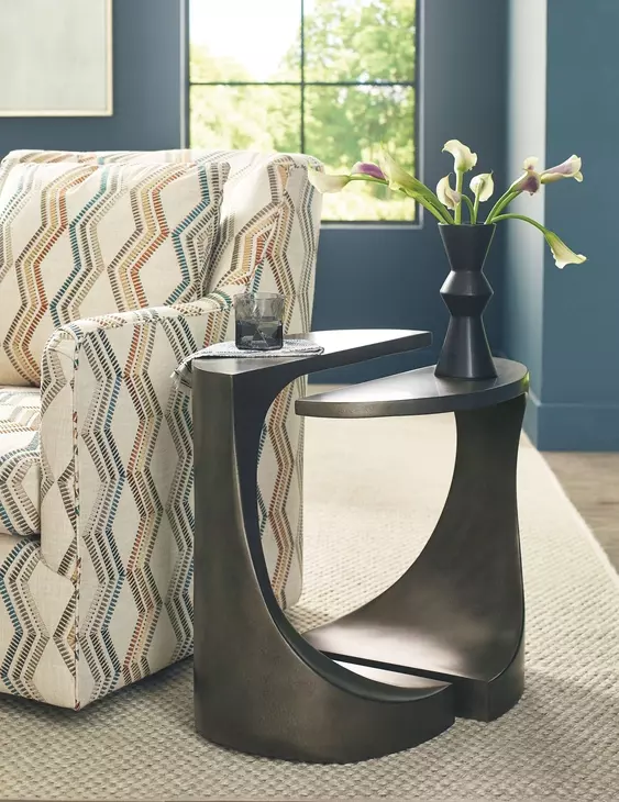 Hidden Treasures Gray D Shaped Side Table Set