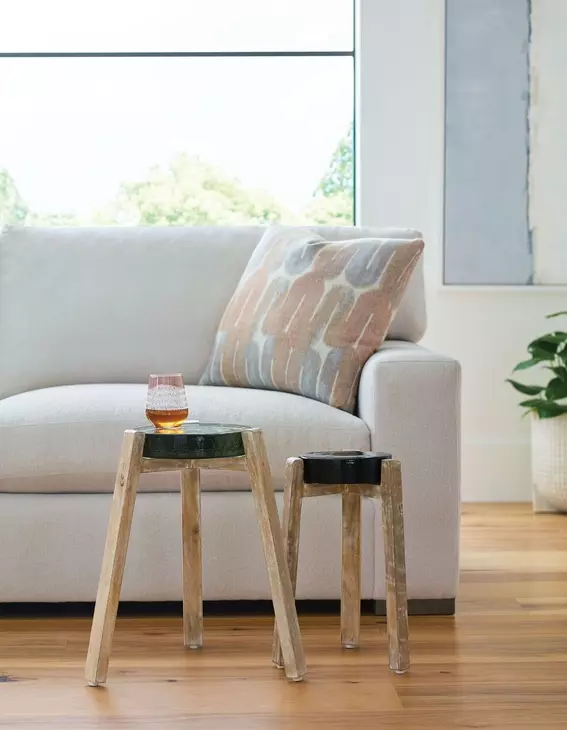 Hidden Treasures Black and Brown Round Glass Top Accent Table